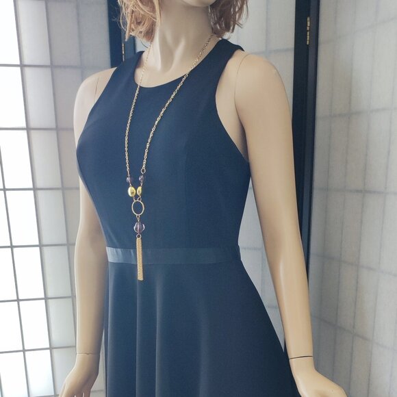 Calvin Klein Designer High-Neck Fit & Flare Asymmetrical Hem Cocktail Dress Sz 8 - Picture 10 of 12